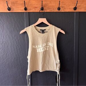 Forever 21 Made in the West Lace-Up Crop Tank Top